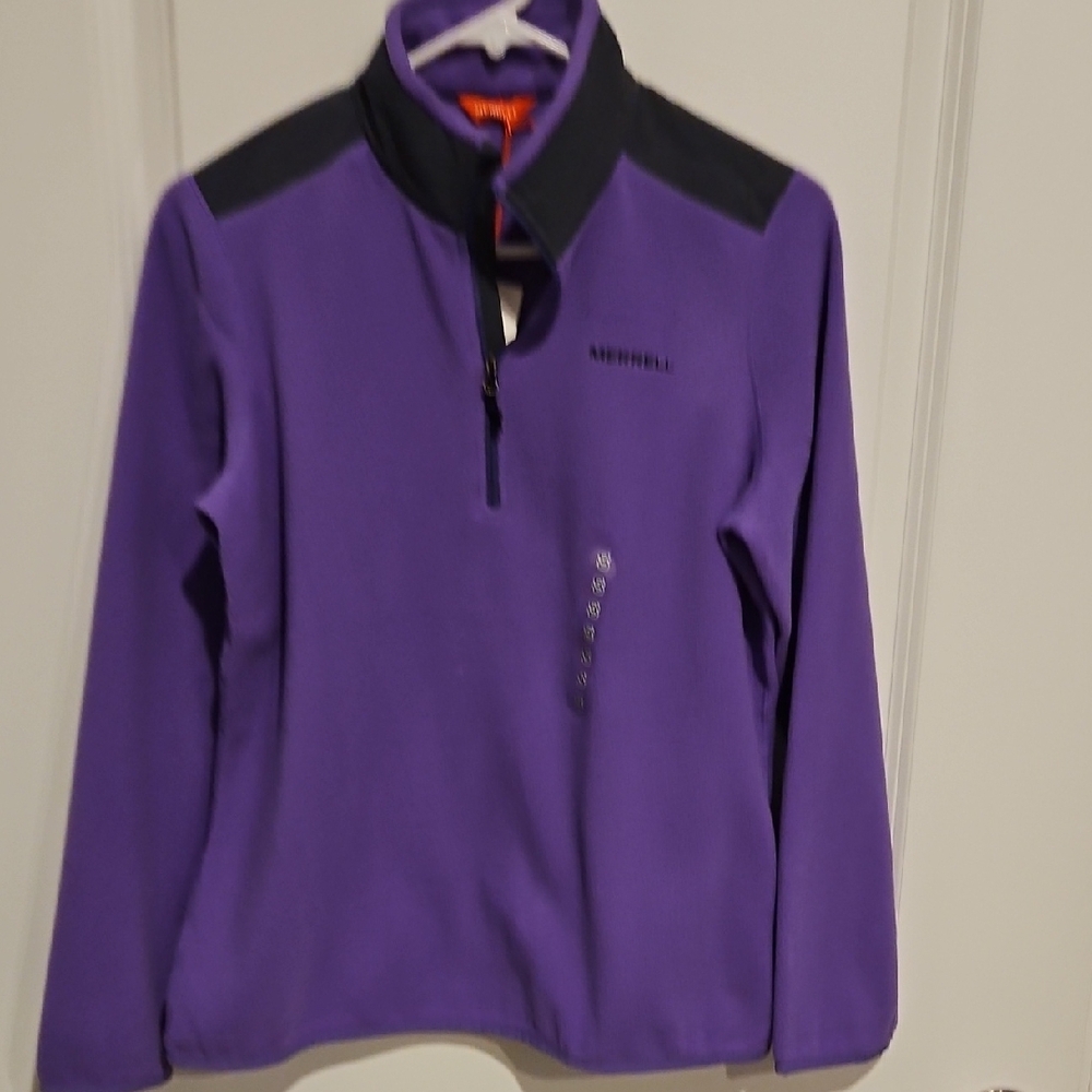 Merrell Purple Fleece Jacket with Quarter-Zip and Relaxed Fit